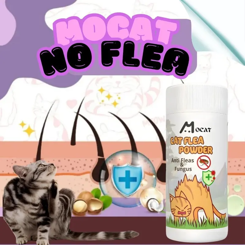 Bedak Kucing Mocat Powder Anti Kutu Kitten Kelinci Wangi Ampuh Hilangkan Gatal Akibat Lice Jamur Tungau DELLO FOR CAT 3