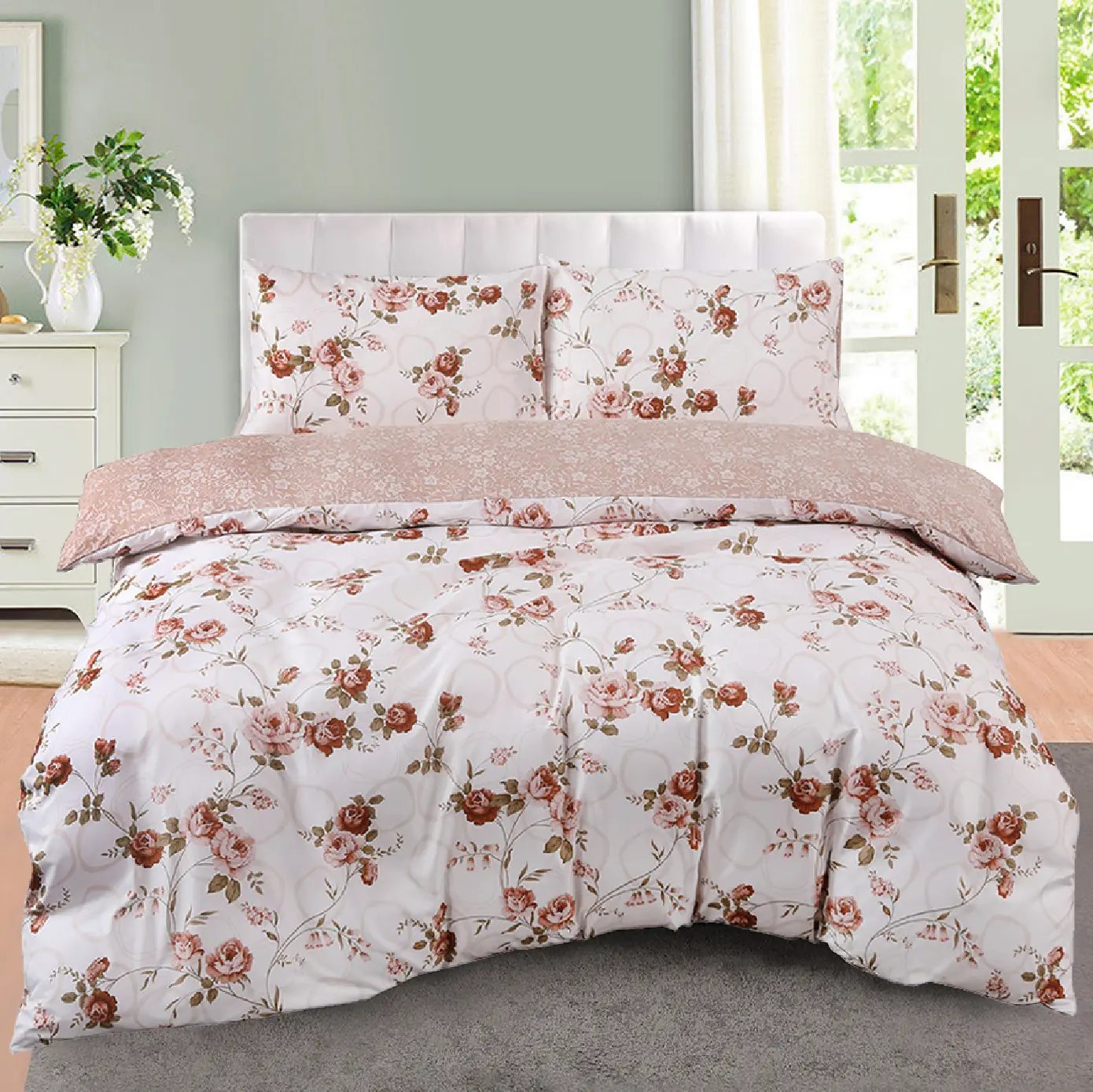 Aussino Relax Miora Fitted Sheet Set and Quilt Cover Set - Soft and Cozy, Hypoallergenic, Moisture-Wicking, Stain-Resistant