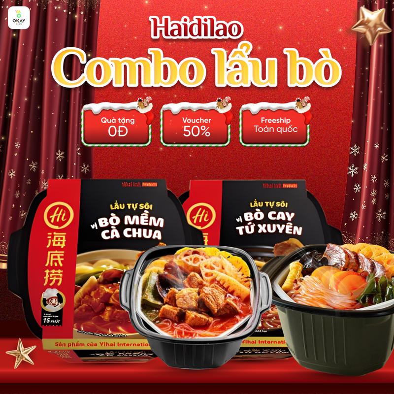 QUÀ TẶNG 0Đ COMBO 2 & 4 Lẩu Bò Tự Sôi Haidilao Vị Bò Mềm & Tứ Xuyên - Lẩu Tự Sôi Chính Hãng 4 Vị Hot - Thơm Ngon Đậm Vị - Không Cần Bếp Ga Điện