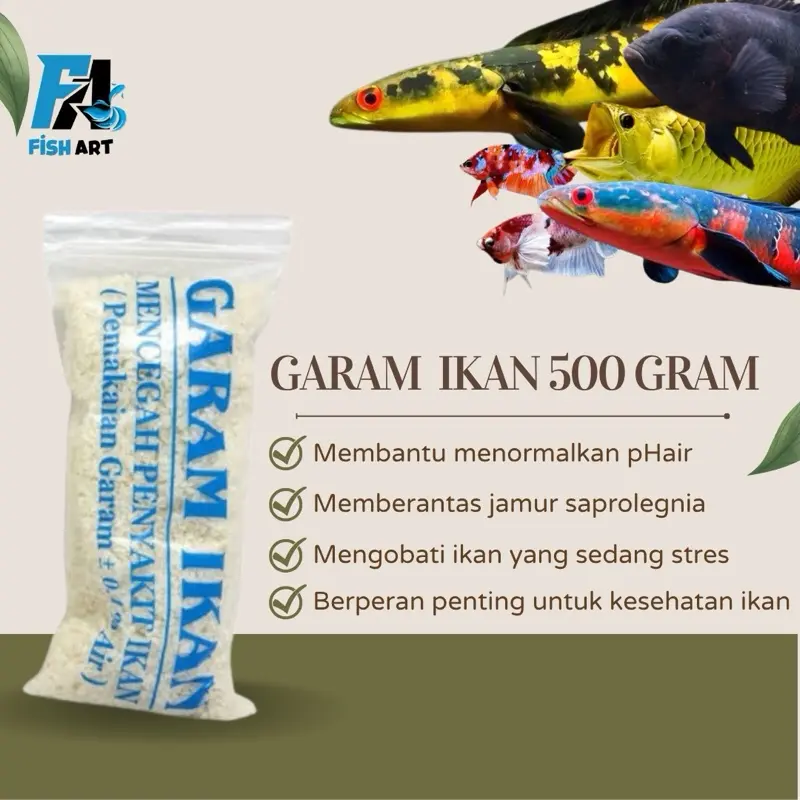 Garam Ikan 500gr Mengatasi stres Pada Ikan, Mencegah Penyakit Ikan Dan Menstabilkan pH Air
