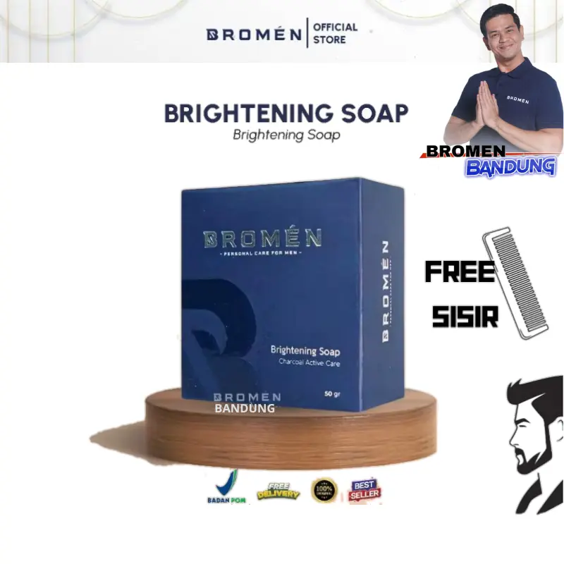 BROMEN Soap 50gr Brightening Sabun Cuci Muka Perawatan Pencerah Wajah Pria Hitam Berjerawat