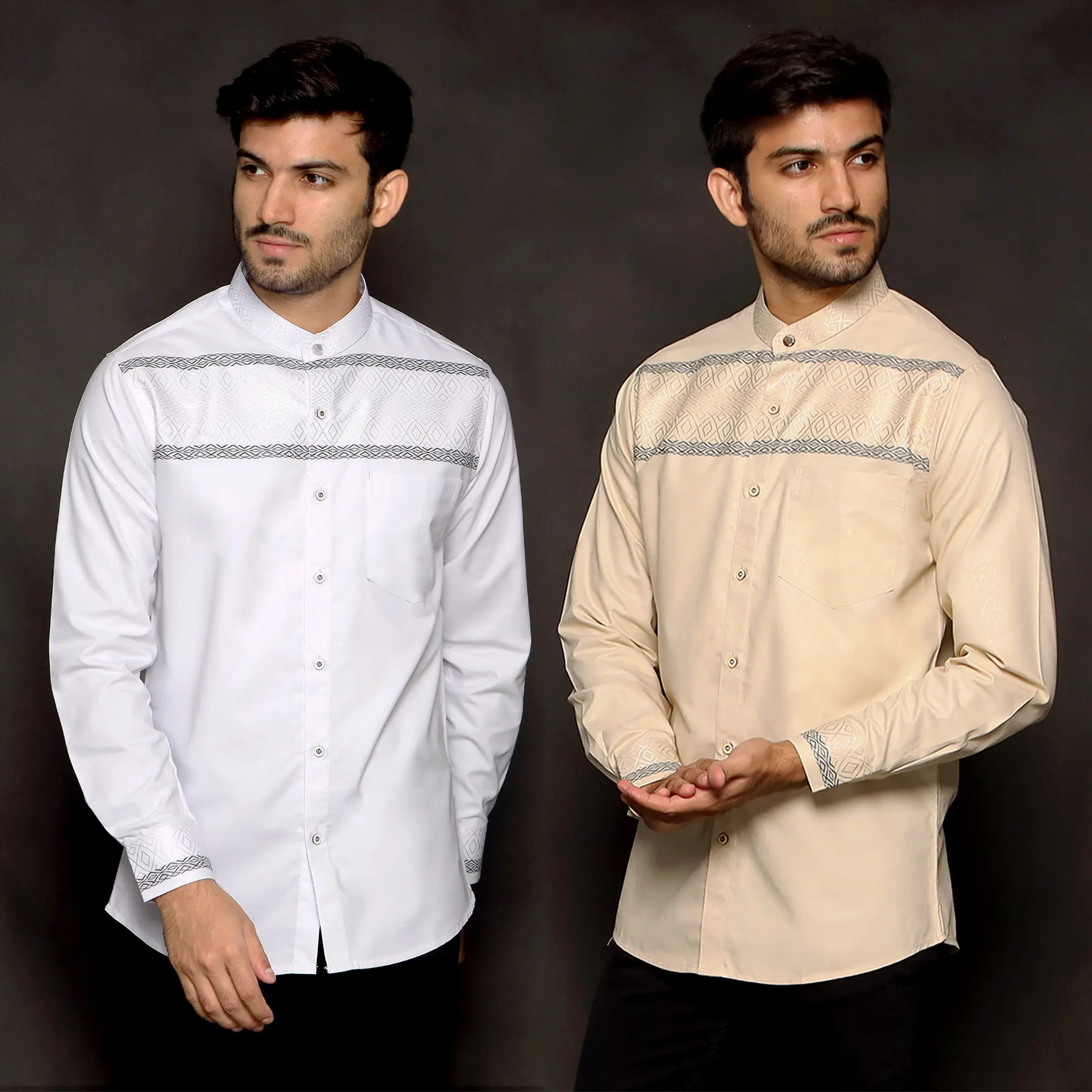Casella Baju Koko Pria Lengan Panjang Premium Horizontal Emboss Rayyan Edition