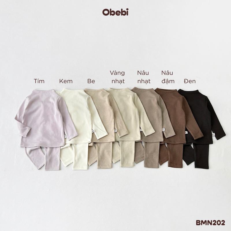  BMN202 Bộ Quần Áo Cao Cổ Giữ Nhiệt Mềm Mại Thoải Mái Thời Trang Thu Đông Cho Bé Trai Bé Gái Obebi 