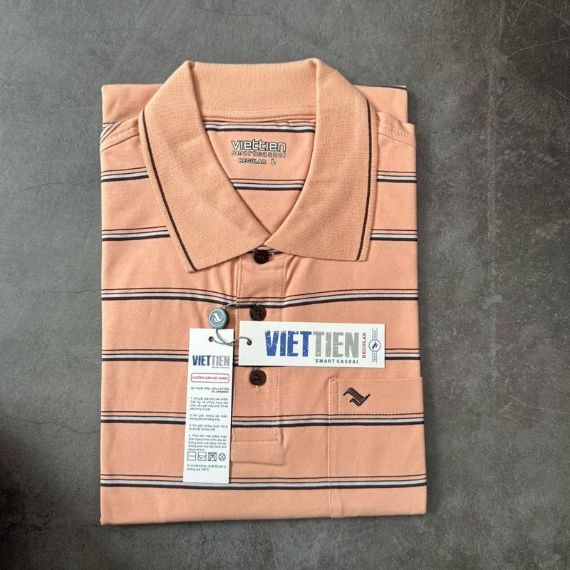    VIETTIEN   Áo Thun Nam Cao Cấp  phom Regular Kẻ Sọc 