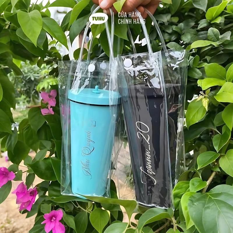Túi trong suốt đựng bình ly giữ nhiệt khắc tên theo yêu cầu - TUHUHOUSE