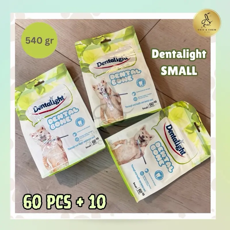 Snack Anjing Dentalight Dental Bones isi 60+10 pcs small 540 gr