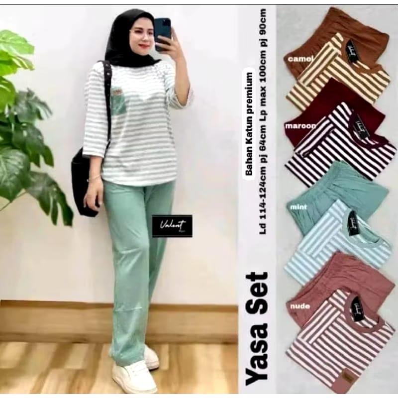 Setelan atasan Salur Celana Cargo wanita Dewasa Terlaris virall 2025 4