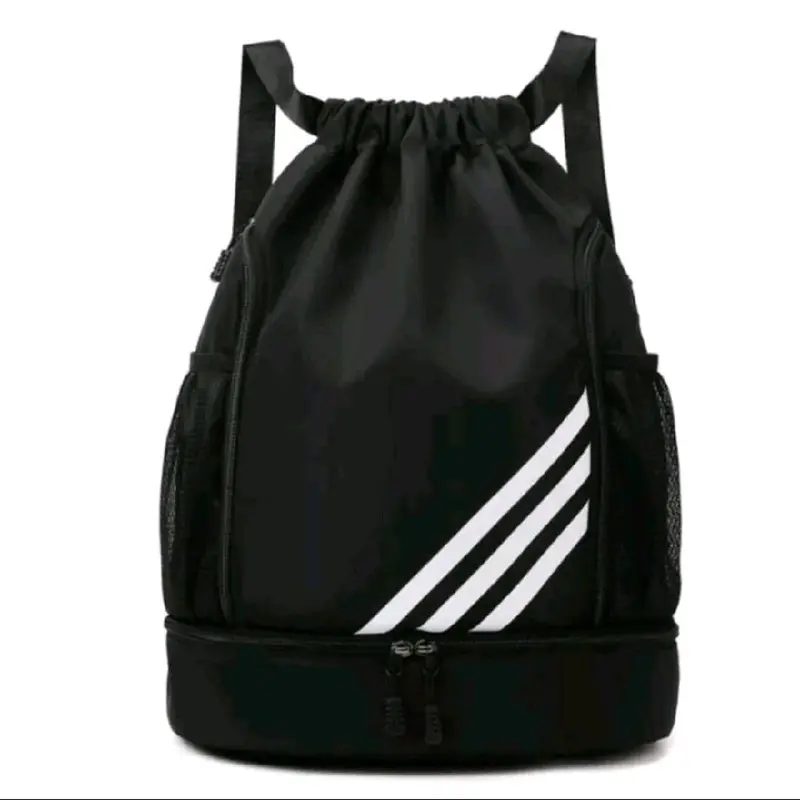 Tas Serut Polos Bahan Satin Tahan air Pria Wanita Travel Mudik Hitam 2
