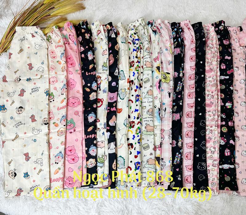 Quần hoạt hình ống suông rộng chất đũi gân trẻ trung thoải mái cho các bạn trẻ