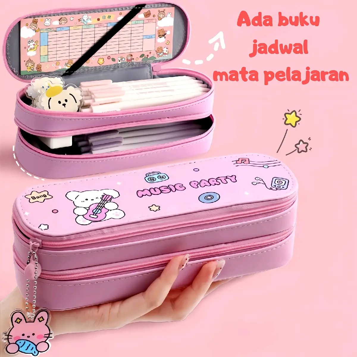 Kotak Pensil 2 Tingkat Motif Karakter Waterproof