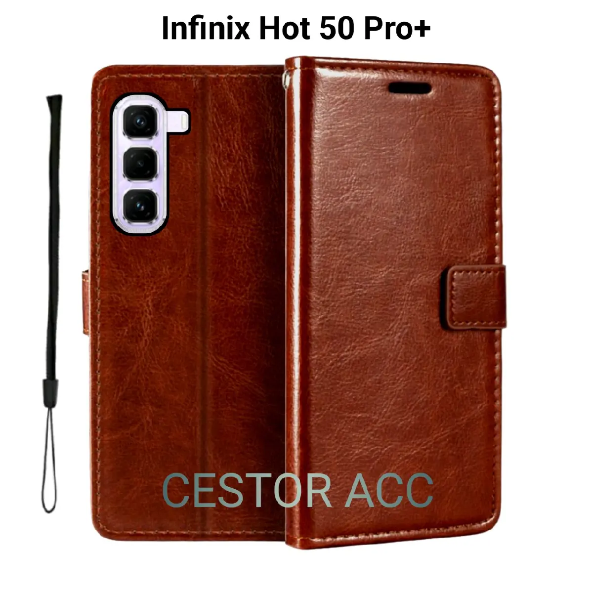 Case Infinix Hot 50 Pro Plus Flip Leather Case Cover  Premium -Flip Wallet Case Kulit Untuk  Infinix Hot 50 Pro Plus - Casing Ponsel Protection Hitam Merah Biru