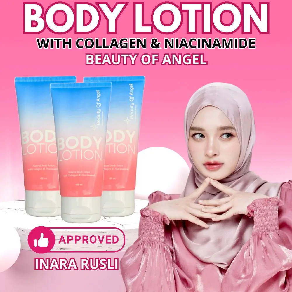 Beauty Of Angel Body Lotion Collagen Cream Pemutih Mencerahkan Badan Kecantikan Aroma Bubble Gum Niacinamide BPOM Extract Memutihkan Tubuh Pencerah Hand Hitam Acid