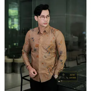 Kemeja Batik Layana Motif Mahesa White Broken Coksu Slimfit Katun Premium Baju Pria Panjang