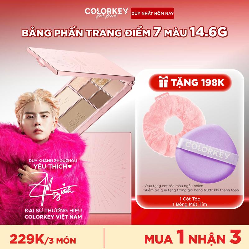 OFFICIAL Bảng Phấn Trang Điểm Đa Năng 7 Màu COLORKEY Dễ Sử Dụng Cho Cả Người Mới 14.6g