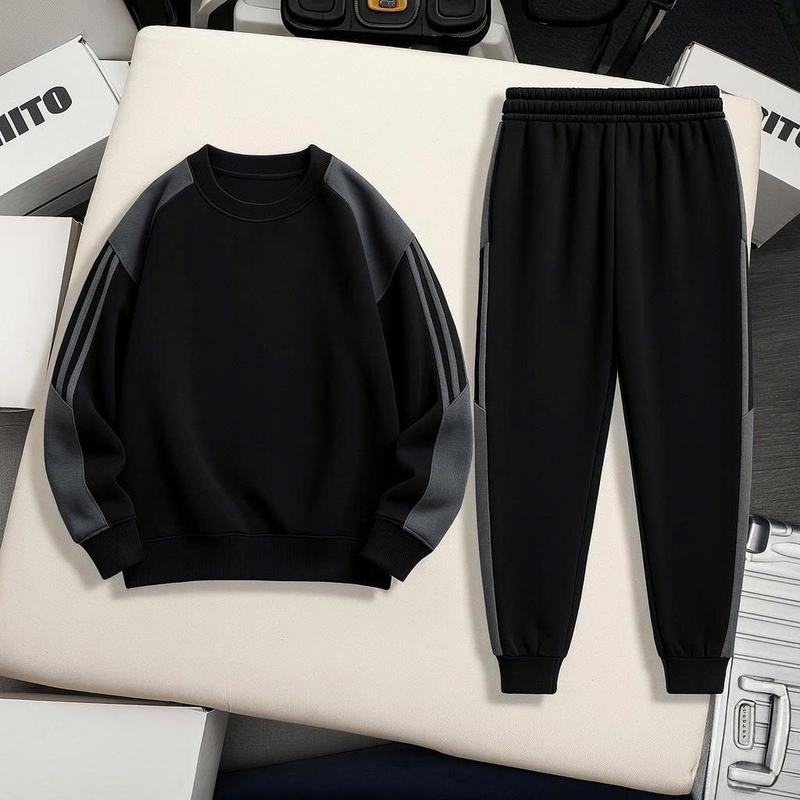  Bộ Quần Áo Nam Thu Đông Cổ Tròn Viền Sọc  - Menswear 