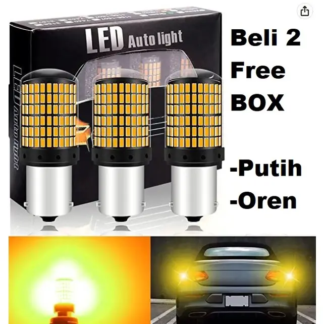 [ COD ] Lampu LED Sein dajjal Mundur S25 Bayonet 1156 bohlam KUNING SUPER BRIGHT TERANG mobil 144 LED dajal Ba15s Bau15s sign