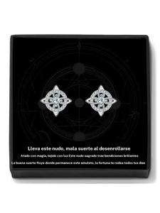 Pendientes de botón con nudo brujo y tarjeta con mensaje de bendición para mujeres, stud hipoalergénicos para orejas sensibles, regalos irlandeses elegantes y delicados para mujeres