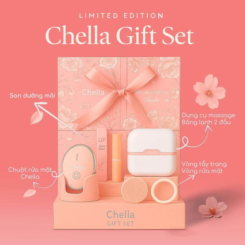 BỘ QUÀ TẶNG ĐẶC BIỆT Chuột Rửa Mặt Chella 4 trong 1 - Rửa Mặt Tẩy Trang Đẩy Tinh Chất và Nâng Cơ - Bảo hành 365 ngày