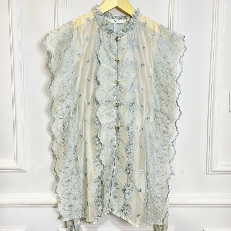 Emily Vest Outer by Syazwana Mecca| Papersilk Tencel Bordir Coquette All Size Tali Samping | Rompi  Wanita  Cantik Atasan 1