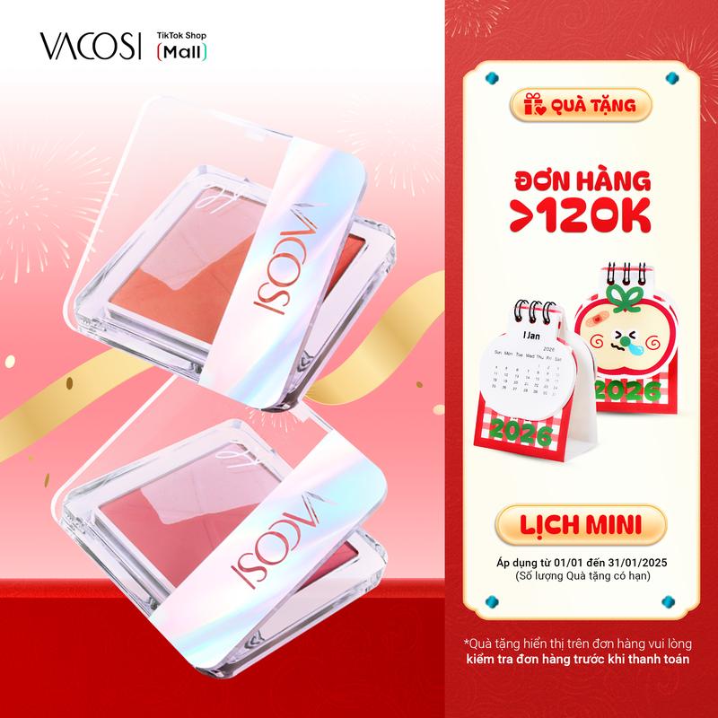  Phấn Má Hồng & Highlight VACOSI VP12 – Flaso Blush 8.3g Hồng Siêu Mịn Highlight Cùng Tone Sáng Tự Nhiên VP12 