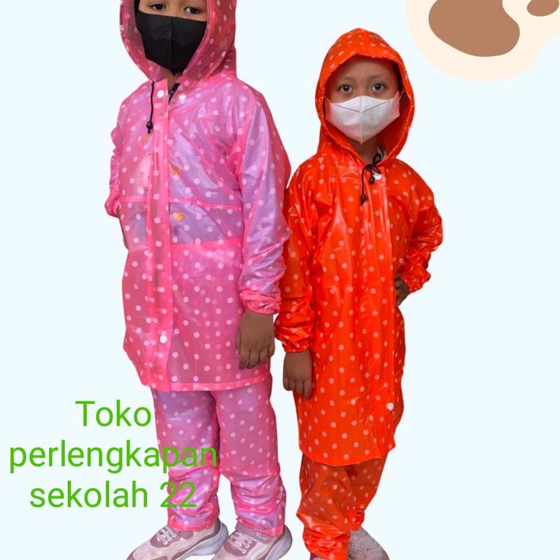 jas hujan anak laki² dan perempuan usia 4 sampai 10thn motip pulkadot lucu tebal dan bagus 2