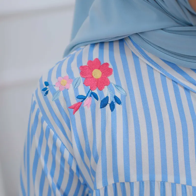 Gamis Anak Perempuan Rayon Motif Salur dengan Bordir Usia 3-15 Tahun Daniaskids 6