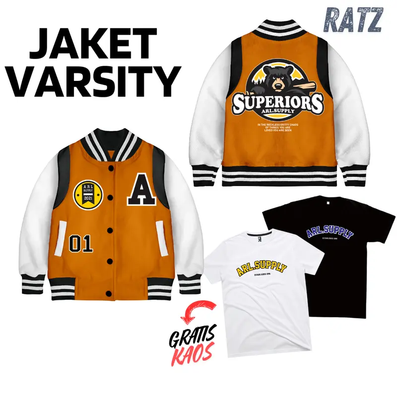 RATZ.KIDS - JAKET VARSITY ANAK MODEL SUPERIORS LAKI LAKI PEREMPUAN CUSTOM INISIAL A-Z  USIA 2-12 TAHUN GRATIS KAOS Fashion 4