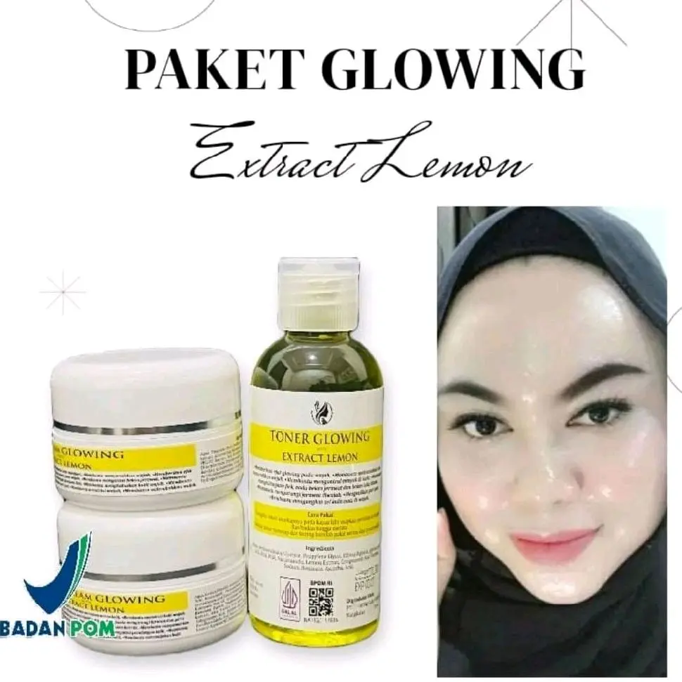 Paket cream Pemutih Pencerah dan memudarkan Bopeng meredakan jerawat anti penuaan dini wajah paket glowing lemon Perawatan Mencerahkan Facial Aging Hitam Membersihkan Kusam Kotoran Leher Vitamin Niacinamide Acid Arbutin