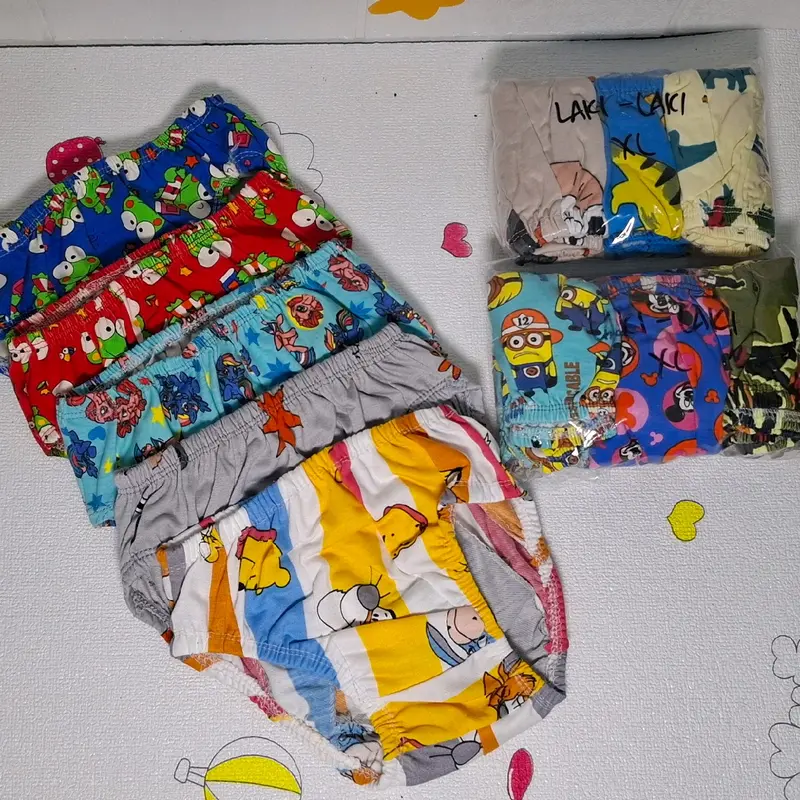 12pcs celana dalam anak printing perempuan/laki laki motip karakter katun spandek Fashion 5