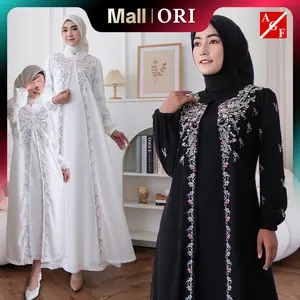 Agnes Hijab - Aiza Dress Gamis Lebaran 2026 Terbaru Abaya Hitam Bordir Bunga Baju Muslim Wanita Mewah Elegan Pengajian Manasik Haji Umroh 850