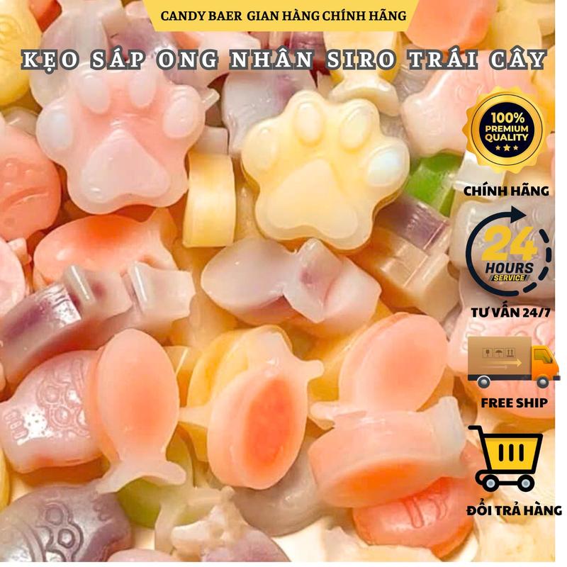 GÓI 200G KẸO SÁP ONG NHÂN TRÁI CÂY - KẸO SÁP MIX NHIỀU HÌNH