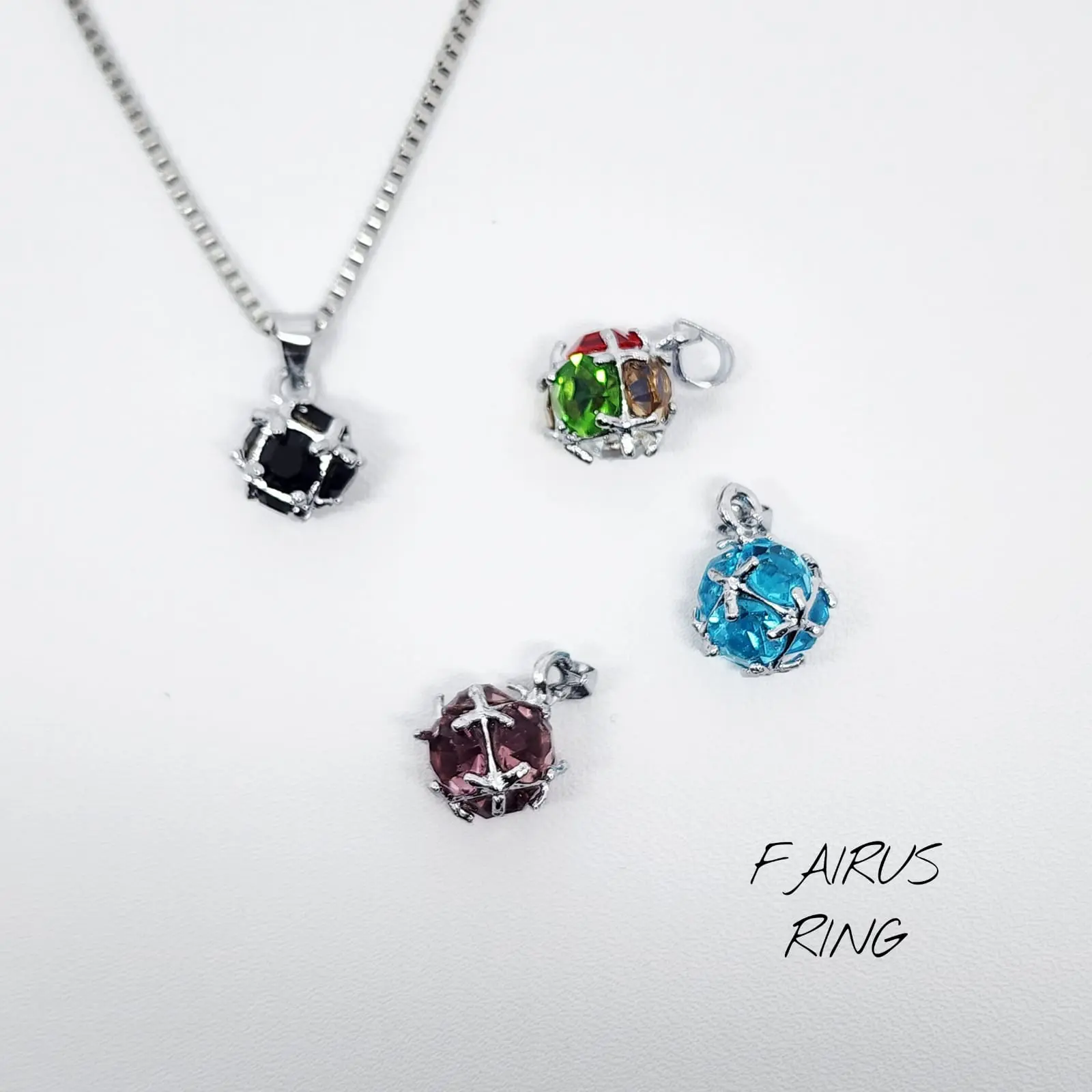 Fairus Ring -Liontin Set Permata Anti Karat Tidak Luntur Kalung Titanium / Pria / Wanita / Kalung Italy 1MM-1,5MM