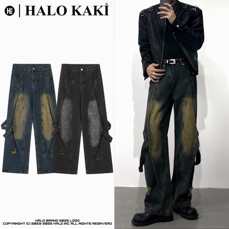  JEANS MANG MỰC PHỐI DÂY - QUẦN JEAN TÚI HỘP TO ỐNG RỘNG PHỦ GÓT GIÀY PHONG CÁCH Y2K Menswear Nam Denim Pants Có Túi Nam Menswear Pants Baggy Ong 