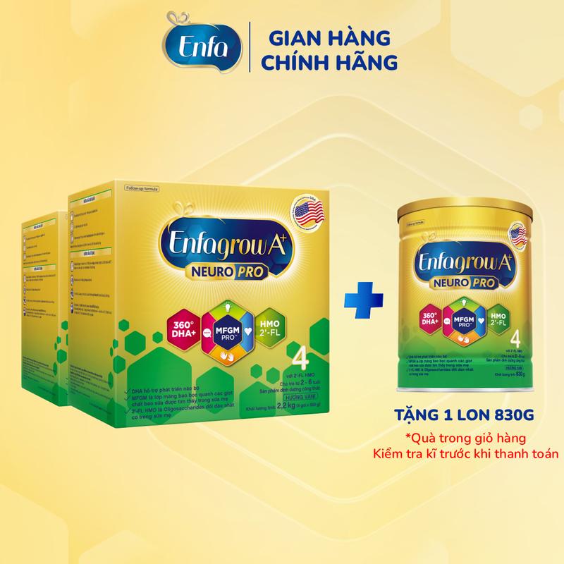 Bộ 2 hộp sữa bột Enfagrow A+ Neuropro 4 với DHA giúp phát triển não bộ cho trẻ…
