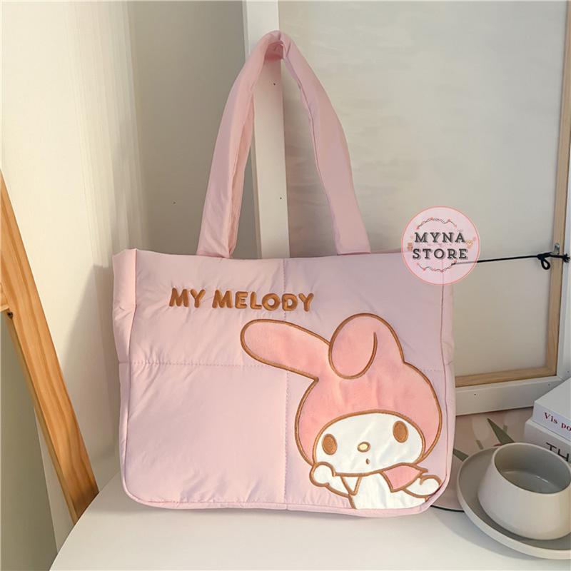 Mynastore - Tas Tenteng Sanrio Tote Bag Klip Magnet Melody Kuromi Pochacco Hello Kitty Bordir - TPS028 1