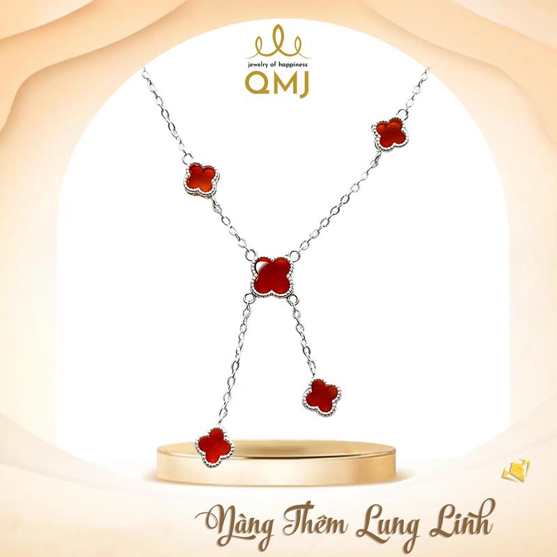 QMJ STORE - Q299 DÂY CHUYỀN CỎ VIP 5 BÔNG MIX 2 CHARM 6LI VÀ 8LI MAY MẮN HẠNH PHÚC ĐỦ ĐẦY bạc chuẩn 925 cao cấp