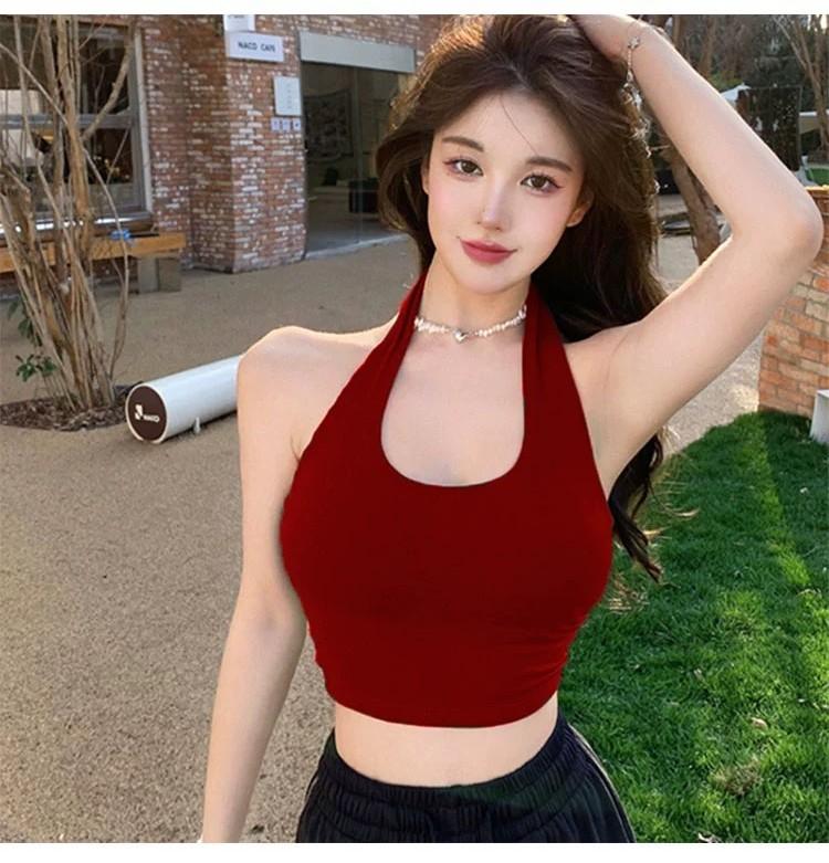 Product Introduction of HotgirlShort halter neck vest for women, tight and slim fit, sleeveless top 17