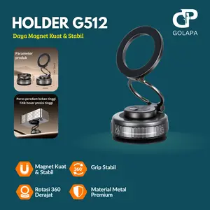 GOLAPA Holder HP Magnet Vakum Manual G512 Magnetic Mount Car Suction Mobile Phone Holder Bisa Diputar 360° Lipat Electric Mount Car Vacuum Suction Holder Hp Magnetic Vacuum Strong Adsorption 360 Rotate Phone Holder Mobil Meja Dinding