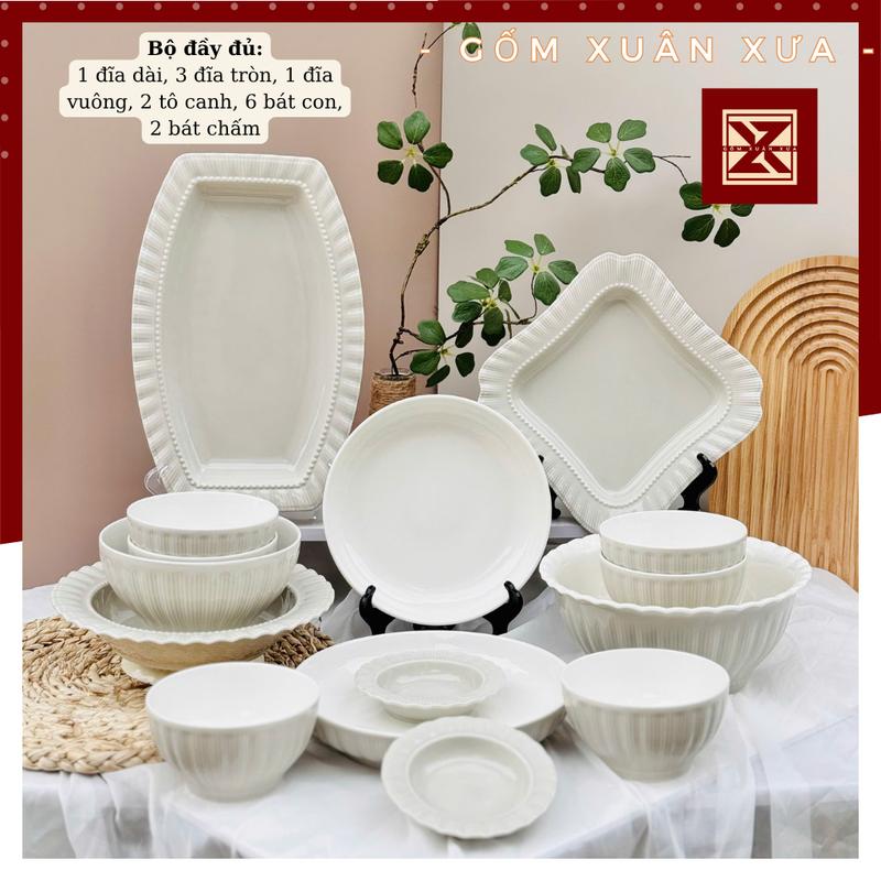  Hàng Mới - Bộ Bát Đĩa Bắc Âu Xám Ghi Gốm Xuân Xưa chén dĩa bát đĩa sứ bát ăn cơm bát đĩa trắng bộ  chén  dĩa  bằng  lá 
