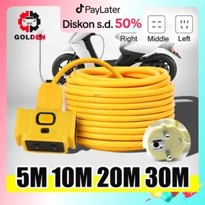 Kabel daya dengan soket Kumparan daya sepanjang（ 30M /20M /10M ）Colokan listrik dengan soket, dengan kontrol tombol sakelar, konektor serbaguna yang nyaman, kabel daya 220V