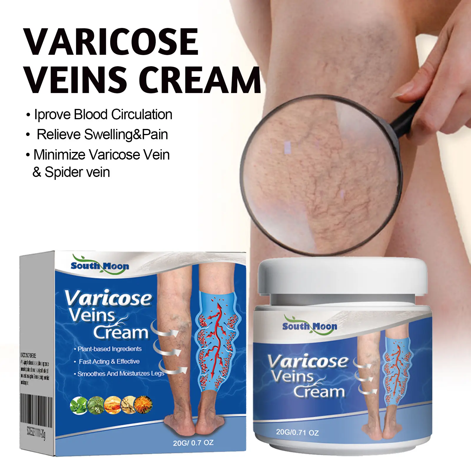 Vein Soothing Cream with Hamamelis – 20G Gentle Formula to Reduce Spider Veins, Relieve Swelling & Pain, 3-Year Shelf Life
