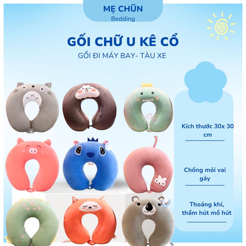 Gối kê cổ chữ U có cúc cài chống mỏi cổ 30cm x 30cm x 8cm