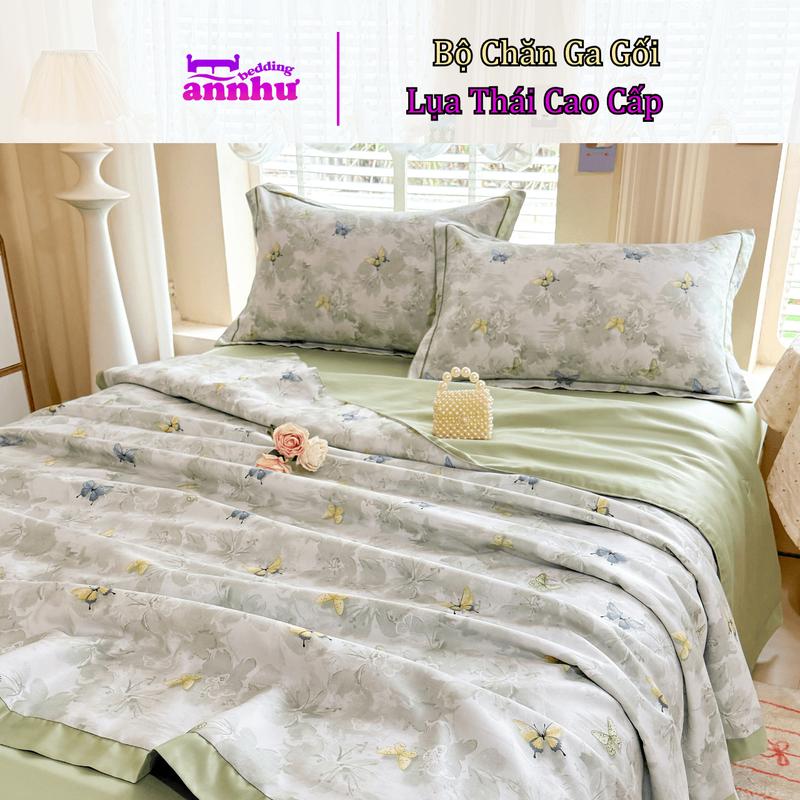 Bộ Chăn Ga Gối Lụa Thái 6D 4 Món Chăn Trần Bông Nhập Khẩu Hàng Loại 1 An Như Bedding