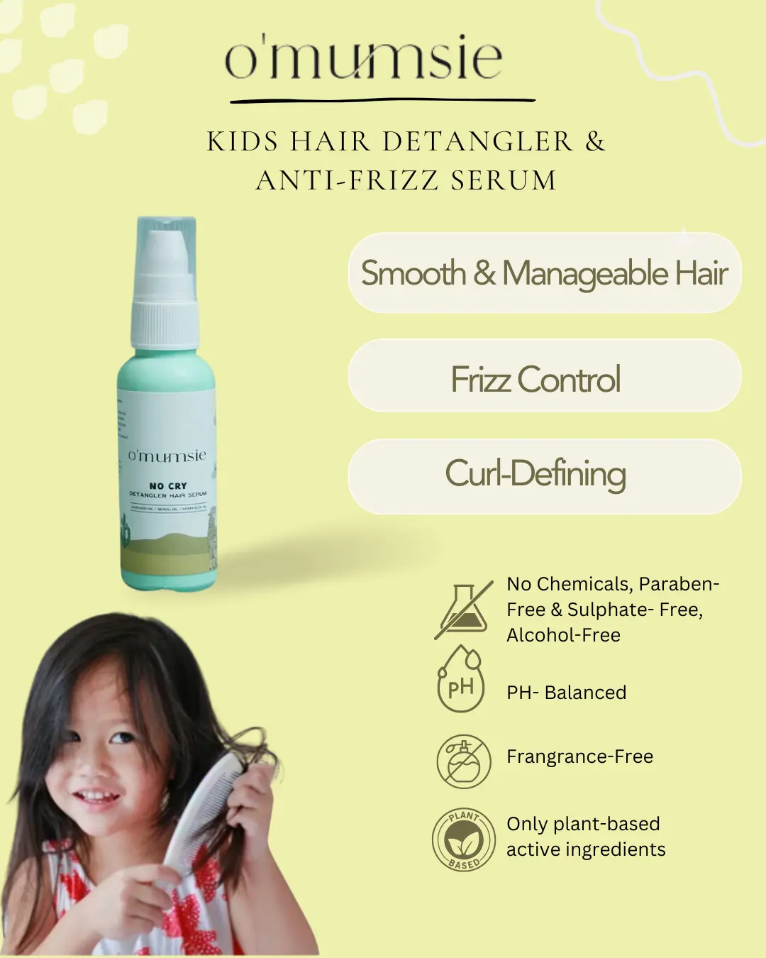 Omumsie No Cry Hair Detangler & Anti-Frizz Serum