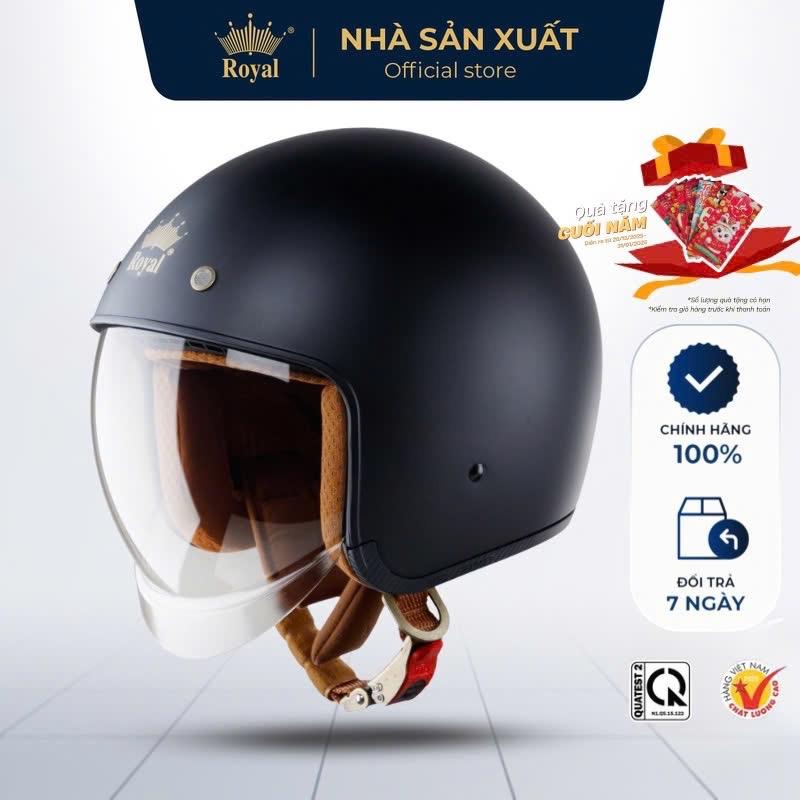  Mũ Bảo Hiểm 3 4 - Kính Âm - Royal Helmet M139 Trơn - Hàng Chính Hãng Bảo Hành 1 năm 