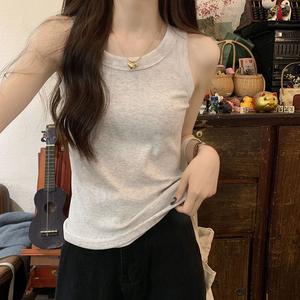 Women's Summer Sleeveless Cotton Tank Top, Anti-Slip Design, Plain Color Inner Layering Shirt, Perfect for Daily Wear & Casual 0756# Womenswear Basic Crewneck Minimalist White