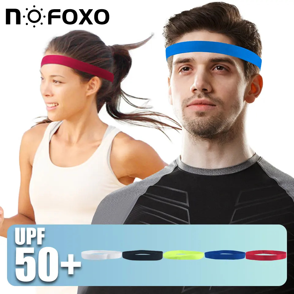 NOFOXO 1PCS Fashion Fitness Sports Sweatband Tennis Basketball Running Breathable Silicone Non-slip Headband Headkerchief Hairband