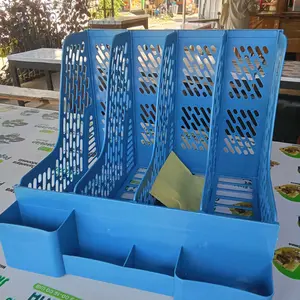 [Ready] Hoptech Rak Buku Desktop Organizer Plastik Tebal 325×304×263mm 4 Kompartemen dengan Kotak Pena