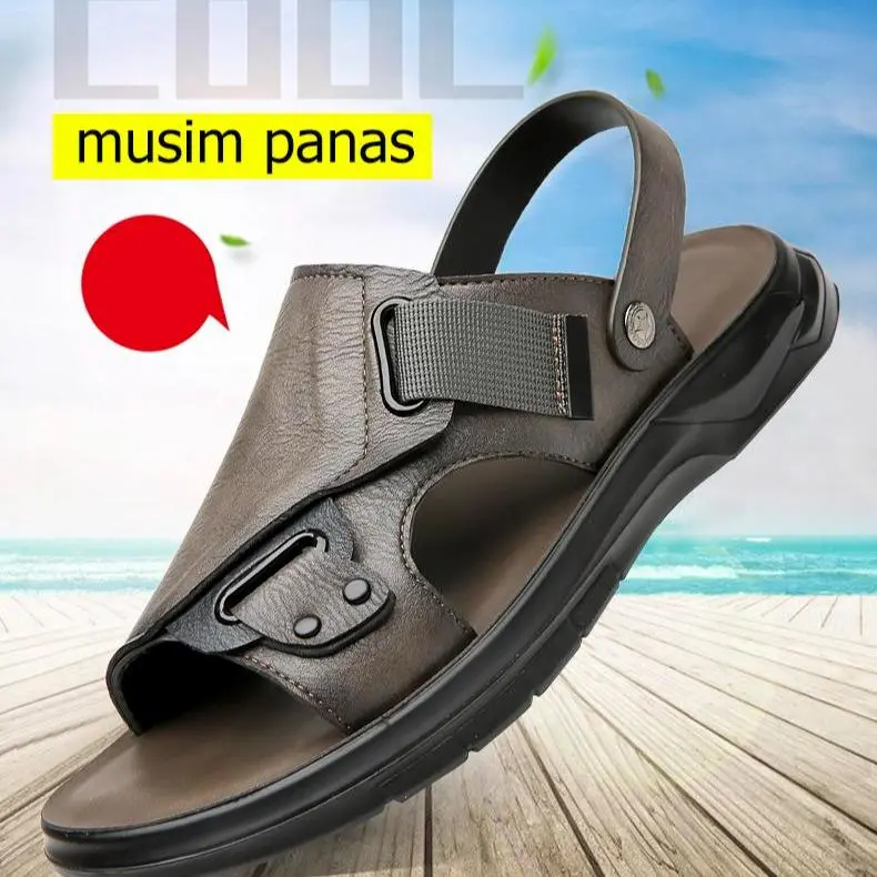 2319 pria PAMATE fashion terbaru open-toe karet sandal kasual klip sandal impor kulit slide-in Sendal Jepit