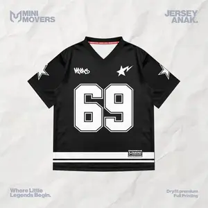 BREEZY OS Jersey Anak Mini Movers Black Olahraga Sport Bahan DRyfit Brazil Milano NFL Number 69 Full Printing Size S-XL